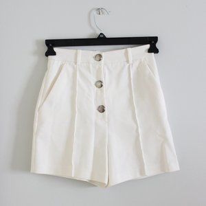 Zara Button Down High Waisted White Shorts
